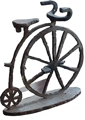 $57 • Buy Metal Art~ Big Wheel Unicycle~ Metal Bicyclist Sculpture~ 7 Lb~ 12X11  Unique!