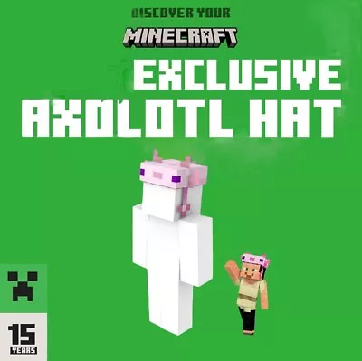 MINECRAFT CHARACTER CREATOR EXCLUSIVE ITEM Code - AXOLOTL HAT - Fast Delivery • $5.88