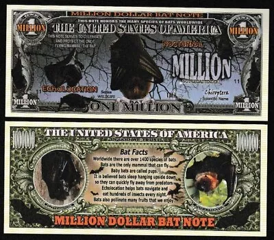 Bat Million Dollar Novelty Bill With Facts - Lot Of 25 Bills • $8.99