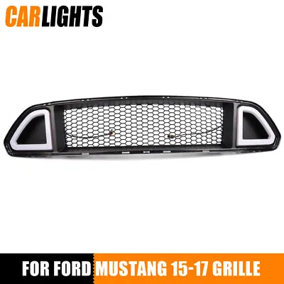 Gloss Black Front Upper Mesh Grille Fit For 2015 2016 2017 Ford Mustang 2-Door • $41.56