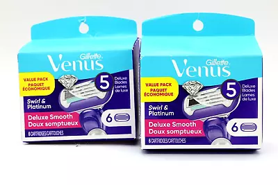 Gillette Venus Deluxe Smooth 5 Bladed Cartridges 2 Boxes Of 6=12  Refills Total • $33.05