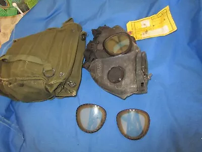 US Army M17A1 Gas Mask Small W/ Original Canvas Bag- Last Inspected In 1994 • $89.99