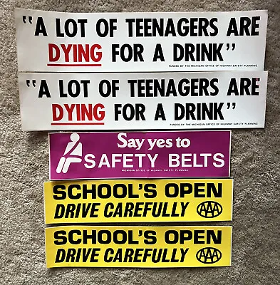 Michigan Bumper Sticker (5) Schools Open Safety Belts Drinking & Driving AAA • $2.99