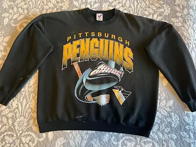 VINTAGE Pittsburgh Penguins Hockey Sweatshirt 1980’s/1990's ARTEX XL • $32