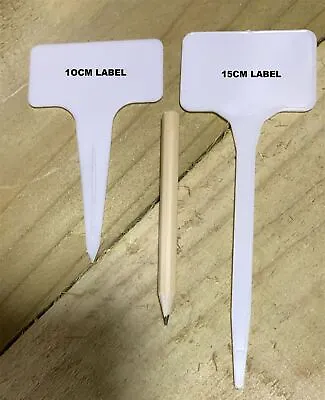 Plastic Plant Labels Garden Marker T Shape Tags 10 & 15cm 1-1000 Labels & Pencil • £1.99