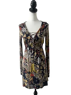 Miss Sixty Jersey Dress Size Small Women’s Tunic Psychedelic Print  Long Sleeve • £15.95