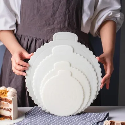 Reusable Round Mousse Cake Boards Plastic Cake Base Dessert Trays With Handle • £5.72