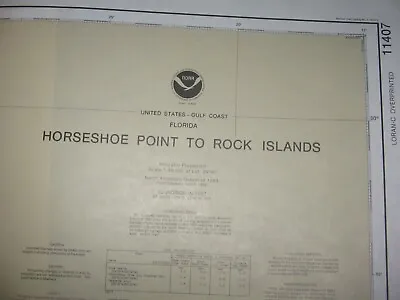 NOAA Nautical Chart Map Rock Island Horseshoe Point Florida Gulf Mexico #11407 • $25