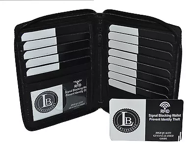 New Men's Premium Leather RFID Blocking Zip Around Credit Card ID Wallet • $12.99