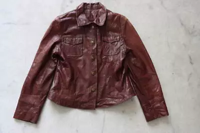 Vintage Vakko New York Leather Womens Jacket Brown Size S-M • $19.99