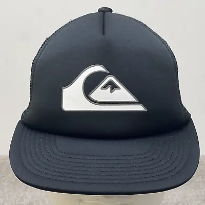 Quiksilver Hat Mens Mesh Snap Back Trucker Cap OSFA Black White Surf Wear Adult • $6