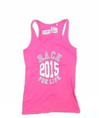 Cancer Research UK Womens Pink Polyester Basic Tank Size 8 Round Neck - Race For • £4