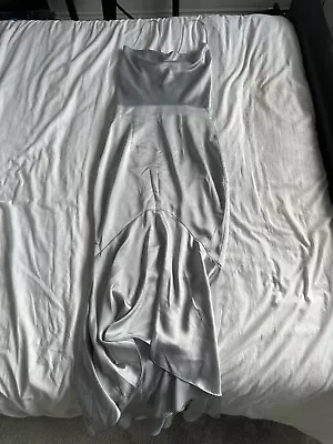 JARLO London Size 10 New Silver Mermaid Fishtail Satin Dress • £20