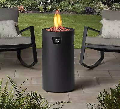 28-Inch Tall Column Propane Gas Outdoor Fireplace Matte Black • $186