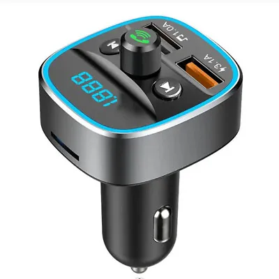 FM Transmitter Bluetooth 5.0 Wireless Car MP3 Player Radio 2 USB Charger Adapter • £5.99