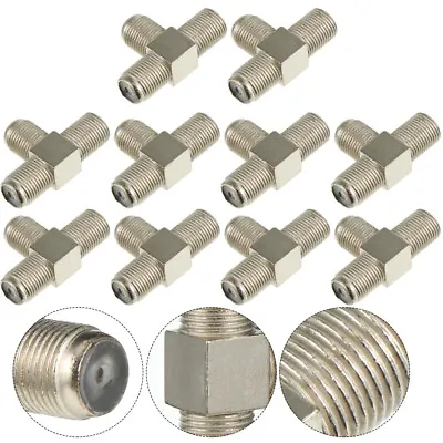  10 Pcs TV Connector 3-Way Coax Cable Splitter Antenna Coaxial Adapter • £6.45