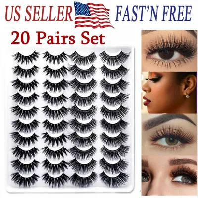 20 Pairs False Eyelashes Mink Natural Extension Black Makeup 3DBlack Soft Lashes • $10.99