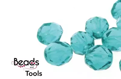 Czech Fire Polished Glass Beads 6mm Aqua Seafoam (25pcs) - BEADS & TOOLS • $3.70