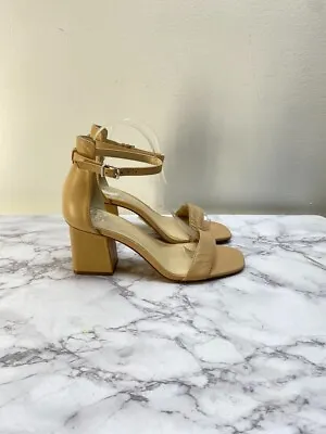 Vince Camuto Margry Ankle Strap Block Heel Sandals Beige SZ 8 M • $39.99