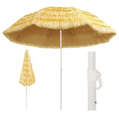 1.8m-3m Hula Thatched Umbrella Patio Tiki Parasol Hawaiian Style Tilt For Beach • $89.65