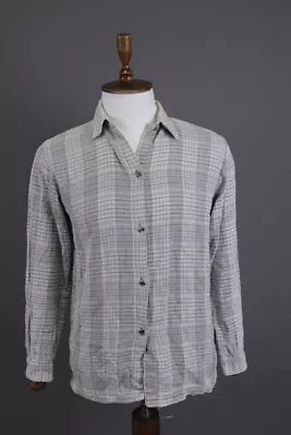 Versace Sport Gray Check Textured Long Sleeve Button Down Shirt Size 44 • $75