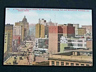 Antique Postcard Market St. San Francisco Monadnock Buildings Palace Hotel B7876 • $3.73