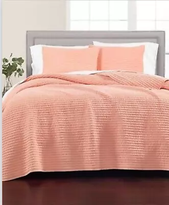 Martha Stewart Collection Washed Rice Stitch Cotton Percale QUILT ONLY KING Cora • $52.95
