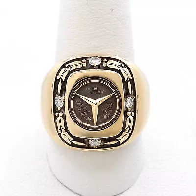 Mercedes Benz Logo Ring 10K Gold Diamond Mens Unisex Heavy Solid 19gr Sz11 • $1695