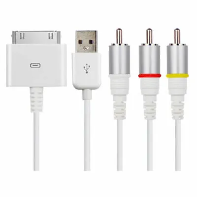 USB Cable Charger Composite Video To AV TV RCA For IPad 3 2 Touch N IPhone 4S 4 • £4.59