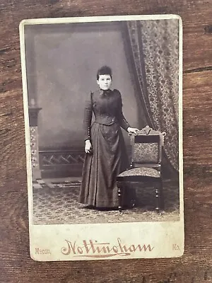 Vintage Cabinet Card. Girl Near Chair By Nottingham In Mason Missouri • $17.95