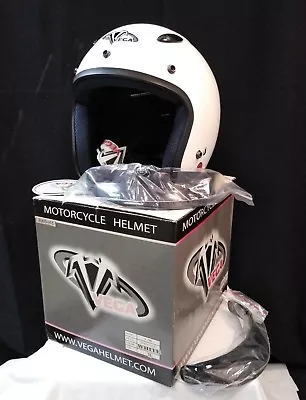 NEW Vega X-280 Motorcycle Open Face Helmet 8000-045 / White / Size: XL SnapVisor • $44.89