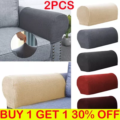 2PCS Armchair Covers Chair Arm Protector Cover Sofa Stretch Armrest Slip Cover! • £3.69