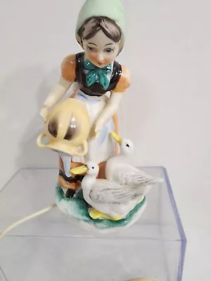 Underwriters Laboratories Girl With Ducks Night Light Figurine I.W. & Rice Japan • $29.99