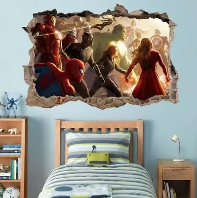 Avengers End Game 3D Smashed Wall Sticker Decal Decor Art Mural Marvel J1412 • $18.80