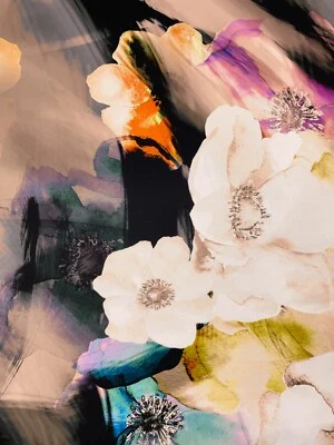 £7.35 • Buy Multi Abstract Landscape Floral Print Silky Satin Twill Dressmaking Fabric