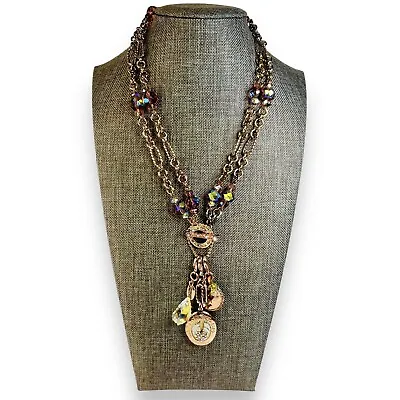 Kirks Folly I Remember You By Heart Charm Locket Necklace Moon Purple AB Crystal • $44.99