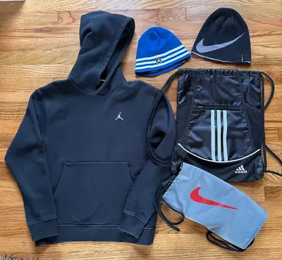 Michael Jordan Essentials Fleece Black Hoodie S Adidas Nike Backpack Cap Lot • $24.99