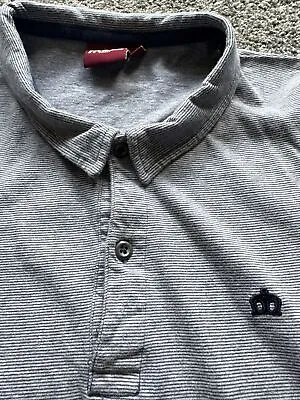 Merc London Polo Shirt Mens Size Grey Short Sleeve Blue Logo • £5