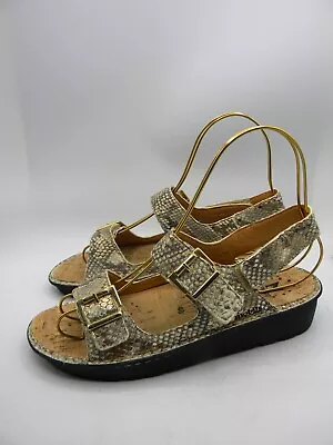 Mephisto Mobils Snake Print Leather Adj Strap Slingback Sandals Size 40 Display • $79