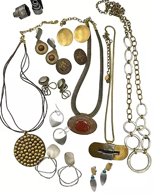 Designer Marjorie BAER SF Signed Jewelry LOT Mixed Metals Earrings Necklace • $59.99