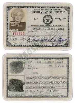 Marilyn Monroe Government ID Badge Card Signed 1954 4x6 Glossy Photo Magnet • $9.99
