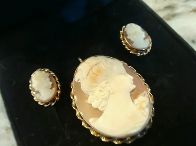 Stunning Vintage Van Dell Gold Filled Cameo Pin /pendant And Screw Earrings Set • $119.99