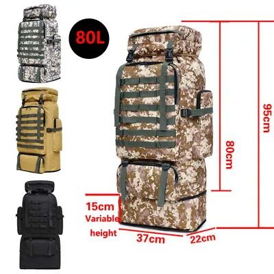 80L Outdoor Molle Tactical Backpack Bag Camping Hiking Trekking Duffle Rucksack • $37.59