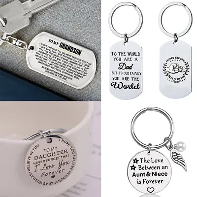 £3.99 • Buy Personalised Keyring Engraved Family  Keychain For Dad Daughter Grandson Gift UK