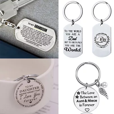 Personalised Keyring Engraved Family  Keychain For Dad Daughter Grandson Gift UK • £1.59