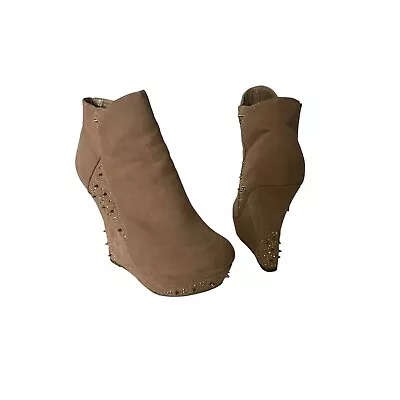 LILIANA Tab Faux Suede Wedge Ankle Boots Size 7.5 • $35