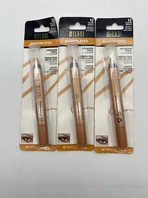 Lot Of 3 Milani Shadow Eyez 12 HR Wear Eyeshadow Pencil #12 Golden Bronze Sealed • $24.99