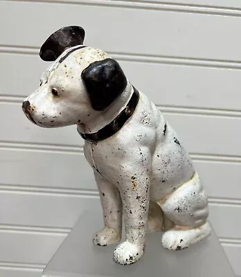 Vintage RCA Victor Dog Nipper ~ Glass Eyes Bank Cast Iron 6  His Masters Voice • $85