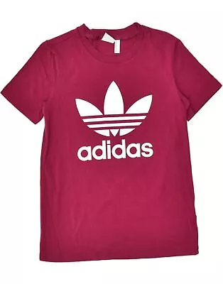 ADIDAS Womens Graphic T-Shirt Top UK 8 Small Pink Cotton XO02 • £13.91