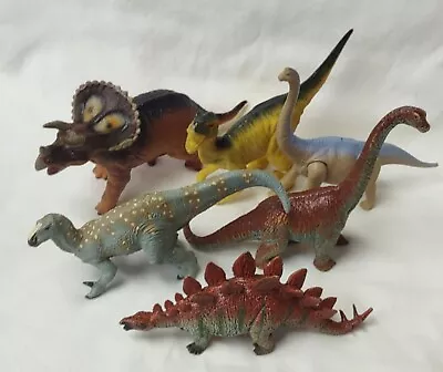 Mixed Lot Of 6 Dinosaurs Plastic Rubber Toy Figures 7 1/2 -9  • $19.99